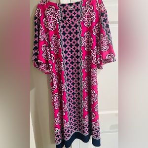 Navy blue/hot pink short sleeve dress